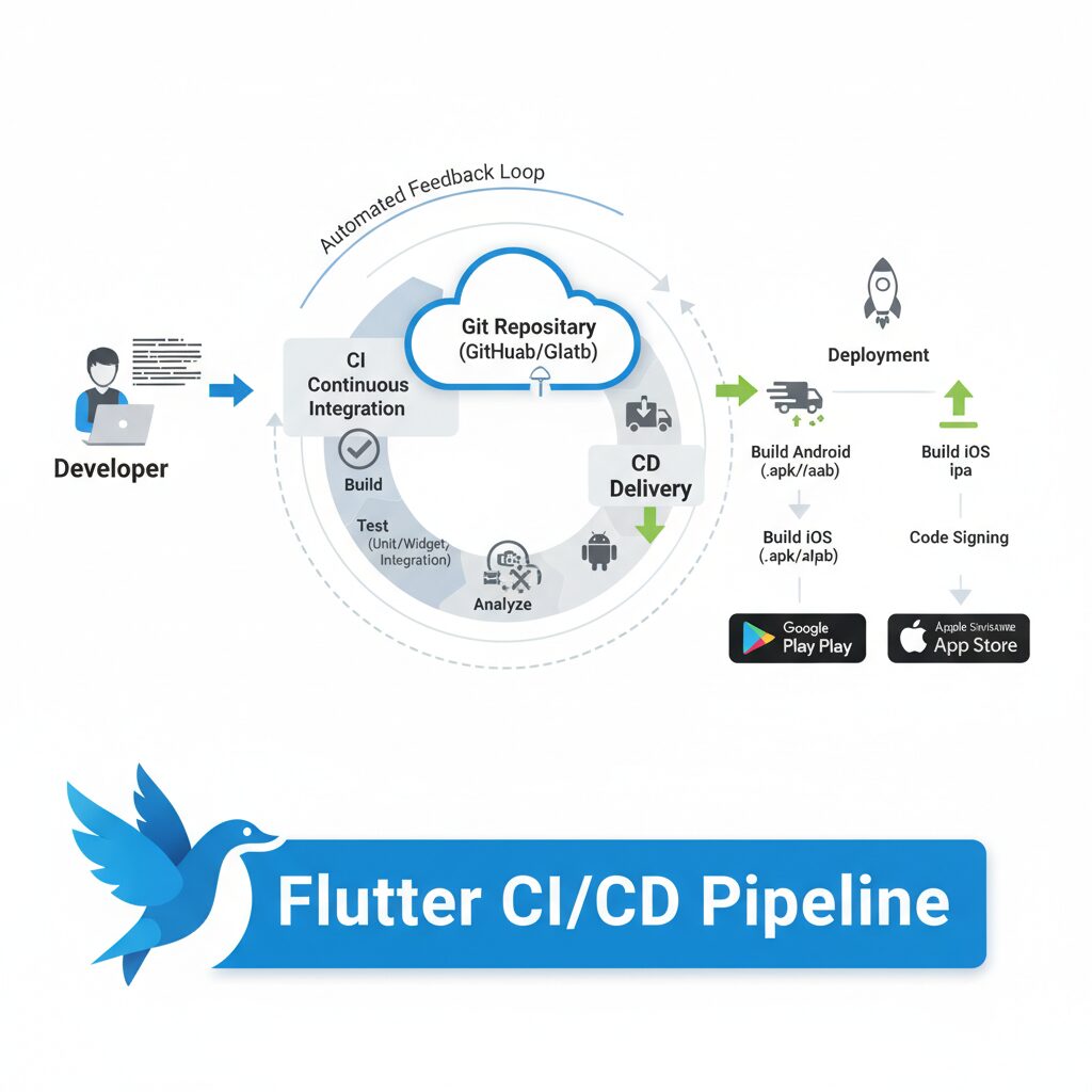عملية تكامل CI/CD لتطبيق Flutter